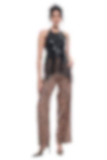 Black Faux Leather & Jersey Bodysuit by Sameer Madan at Pernia's Pop Up Shop