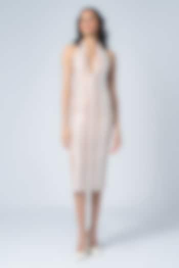 White Faux Leather & Lycra Net Bodycon Cocktail Dress by Sameer Madan at Pernia's Pop Up Shop