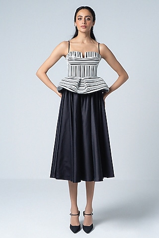 White & Black Faux Leather Dress by Sameer Madan