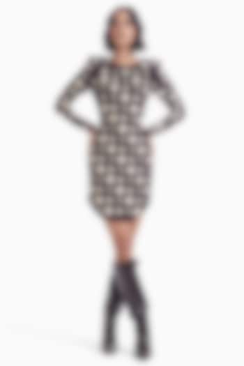 Chocolate Brown & Almond Luxury Jersey Bodycon Mini Cocktail Dress by Sameer Madan at Pernia's Pop Up Shop