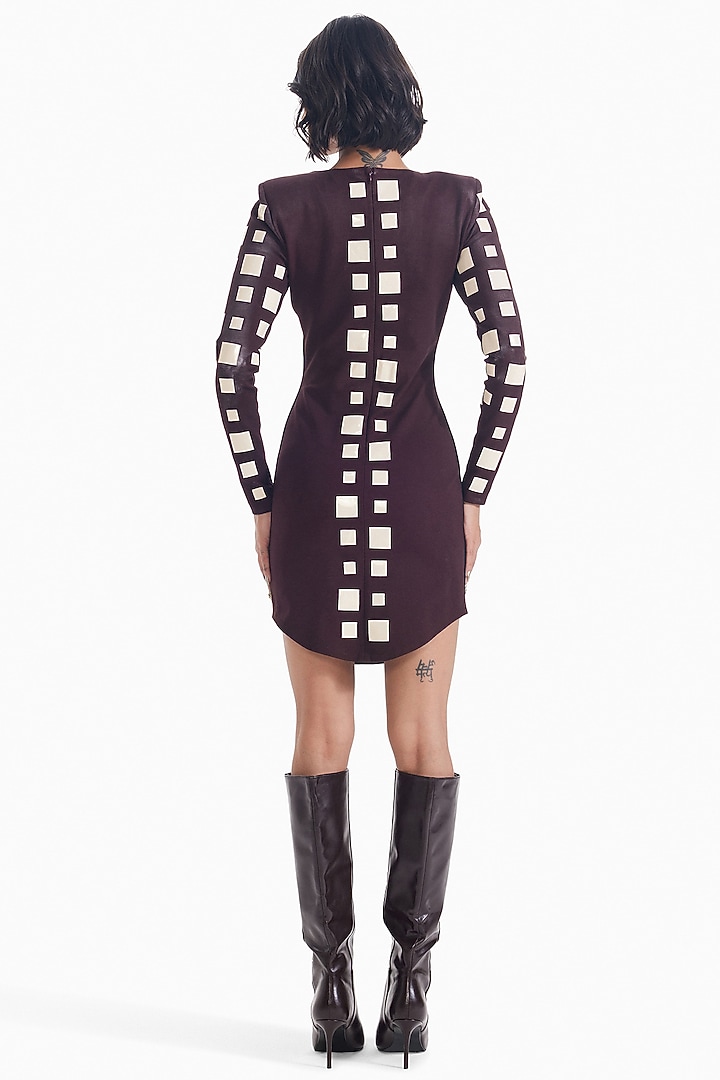 Chocolate Brown & Almond Luxury Jersey Bodycon Mini Cocktail Dress by Sameer Madan at Pernia's Pop Up Shop
