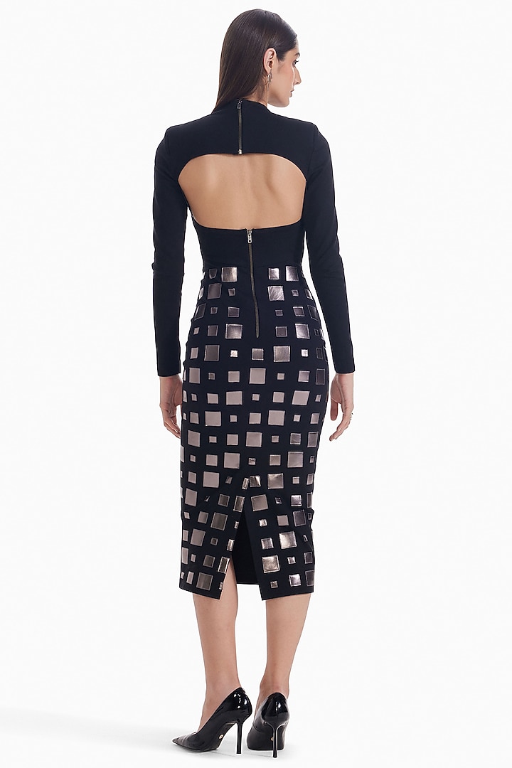 Black Gunmetal Luxury Jersey Bodycon Mini Cocktail Dress by Sameer Madan at Pernia's Pop Up Shop