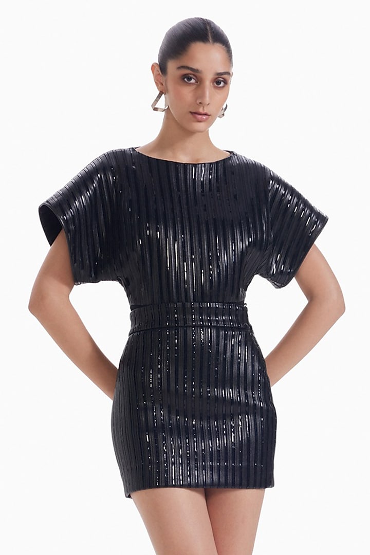Black Luxury Jersey Bodysuit by Sameer Madan at Pernia's Pop Up Shop