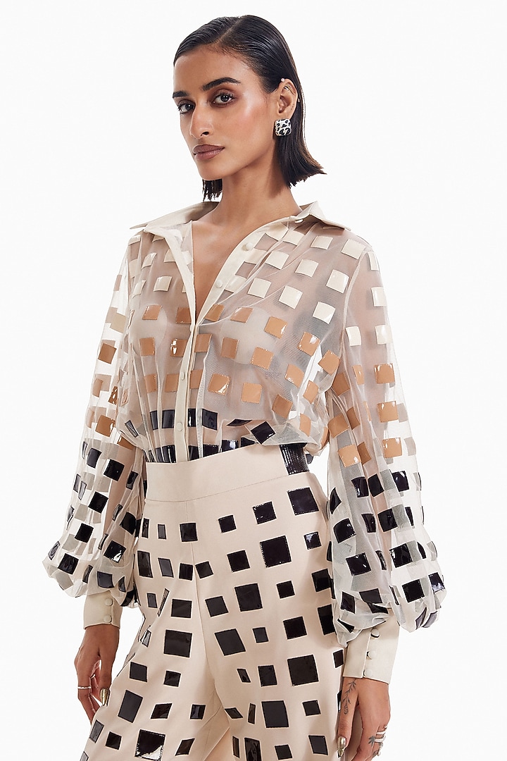 Almond Luxury Tulle Bodysuit by Sameer Madan at Pernia's Pop Up Shop