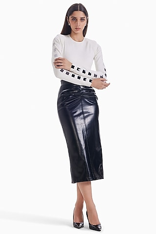 White Luxury Jersey Bodysuit by Sameer Madan