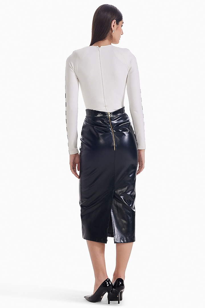 White Luxury Jersey Bodysuit by Sameer Madan at Pernia's Pop Up Shop