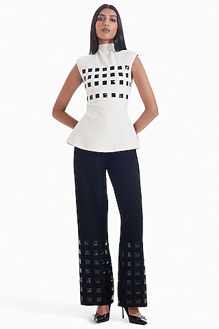 White Luxury Jersey Sleeveless Bodysuit by Sameer Madan