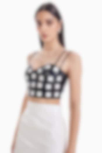 Black Faux Leather Crop Bustier by Sameer Madan at Pernia's Pop Up Shop