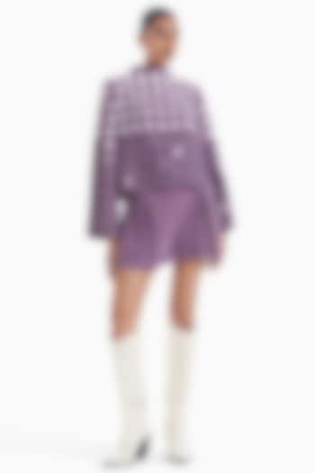 Lilac Luxury Crepe & Faux Leather Top by Sameer Madan at Pernia's Pop Up Shop