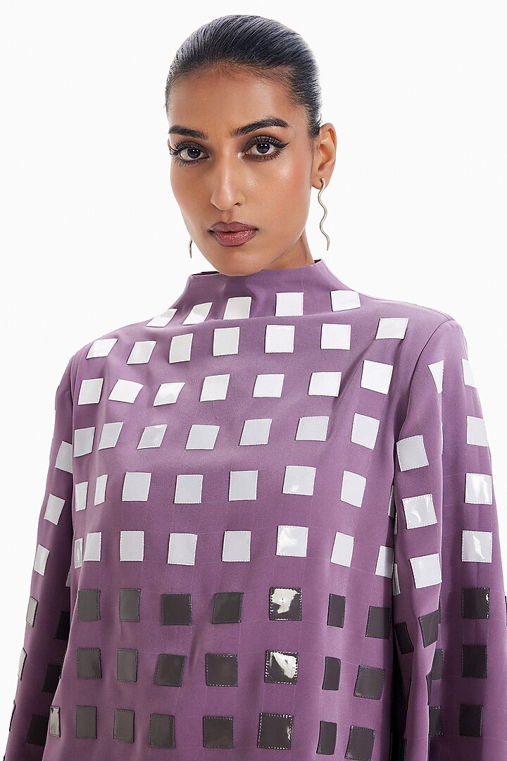 Lilac Luxury Crepe & Faux Leather Top by Sameer Madan at Pernia's Pop Up Shop
