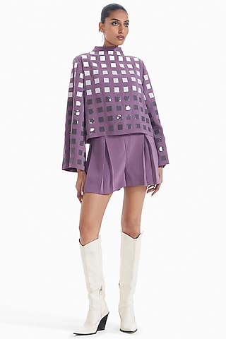 Lilac Luxury Crepe Shorts by Sameer Madan