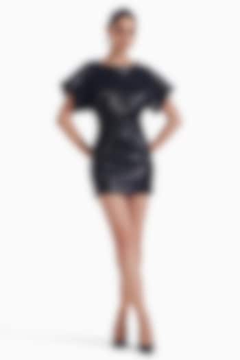 Black Luxury Jersey Mini Skirt by Sameer Madan at Pernia's Pop Up Shop