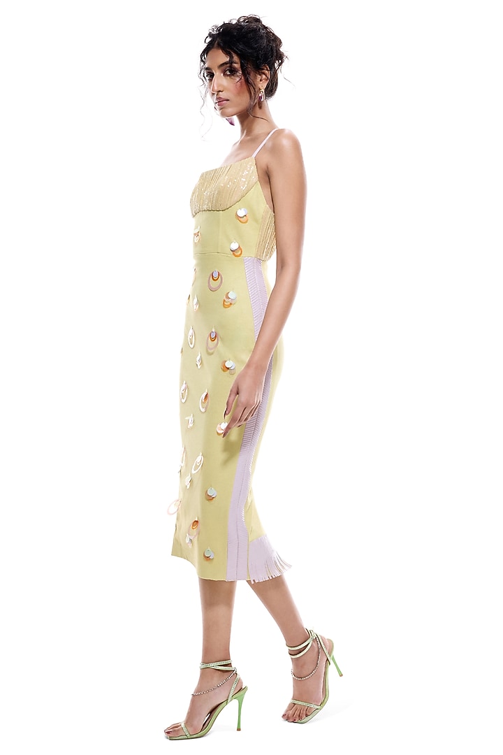 Lime Faux Leather & Jersey Bodycon Cocktail Dress by Sameer Madan at Pernia's Pop Up Shop