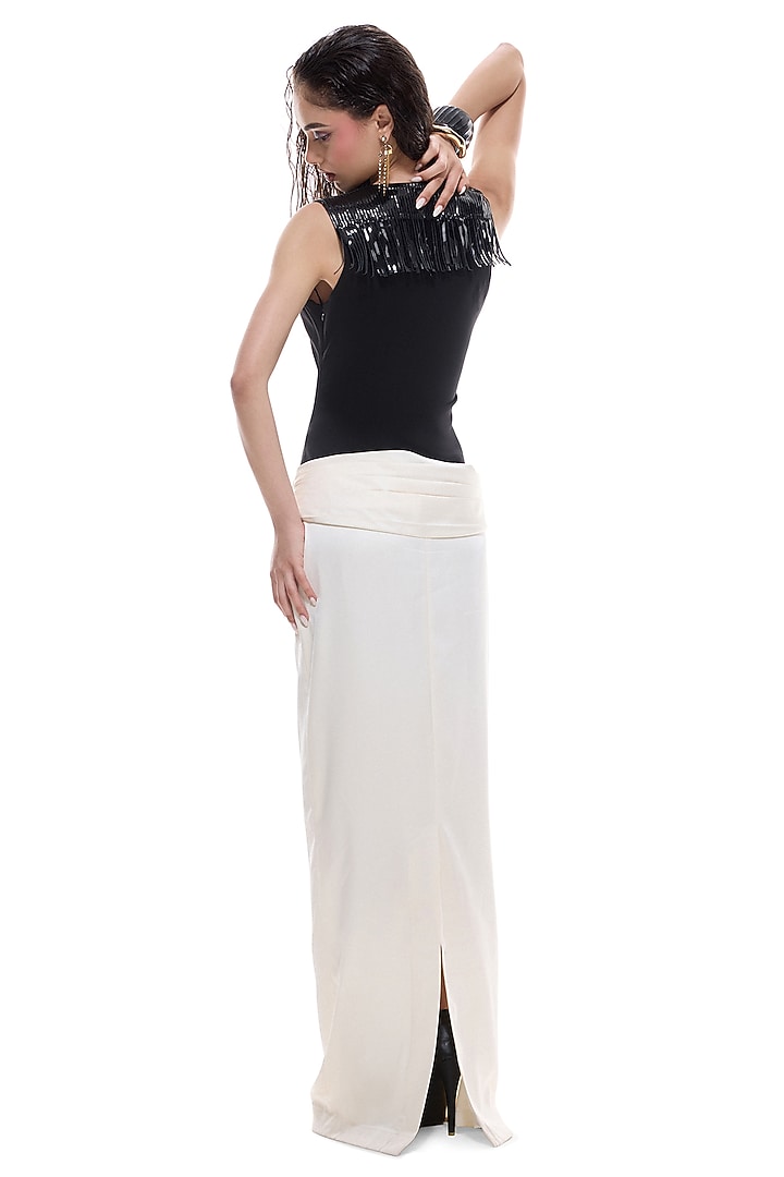 Black Jersey & Satin Maxi Bodycon Cocktail Dress by Sameer Madan at Pernia's Pop Up Shop