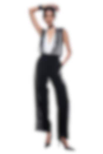 Black & White Faux Leather Jumpsuit by Sameer Madan at Pernia's Pop Up Shop