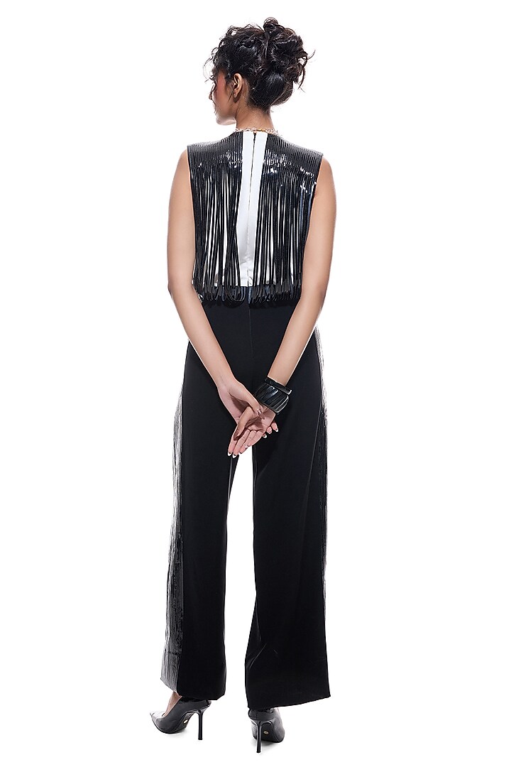 Black & White Faux Leather Jumpsuit by Sameer Madan at Pernia's Pop Up Shop