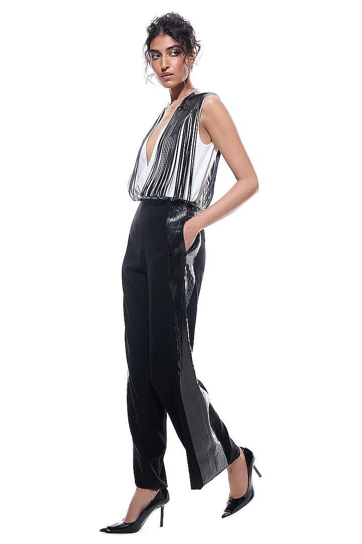 Black & White Faux Leather Jumpsuit by Sameer Madan at Pernia's Pop Up Shop