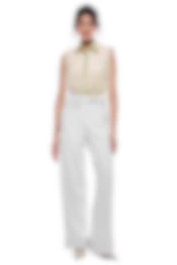Lime Cotton Shirt-Style Bodysuit by Sameer Madan at Pernia's Pop Up Shop
