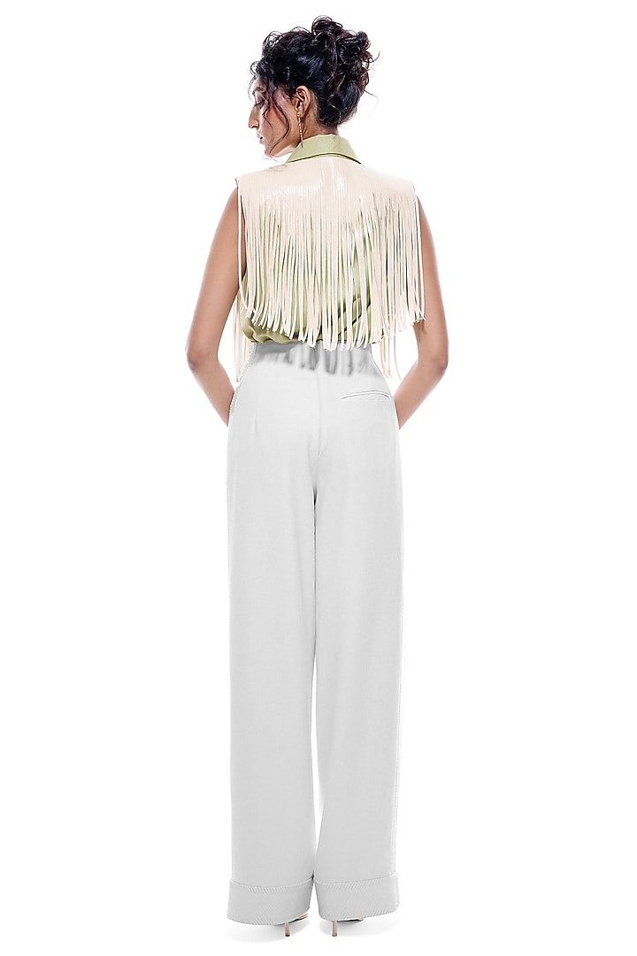 Lime Cotton Shirt-Style Bodysuit by Sameer Madan at Pernia's Pop Up Shop