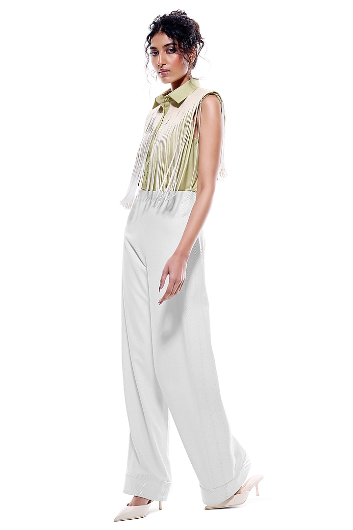 Lime Cotton Shirt-Style Bodysuit by Sameer Madan at Pernia's Pop Up Shop