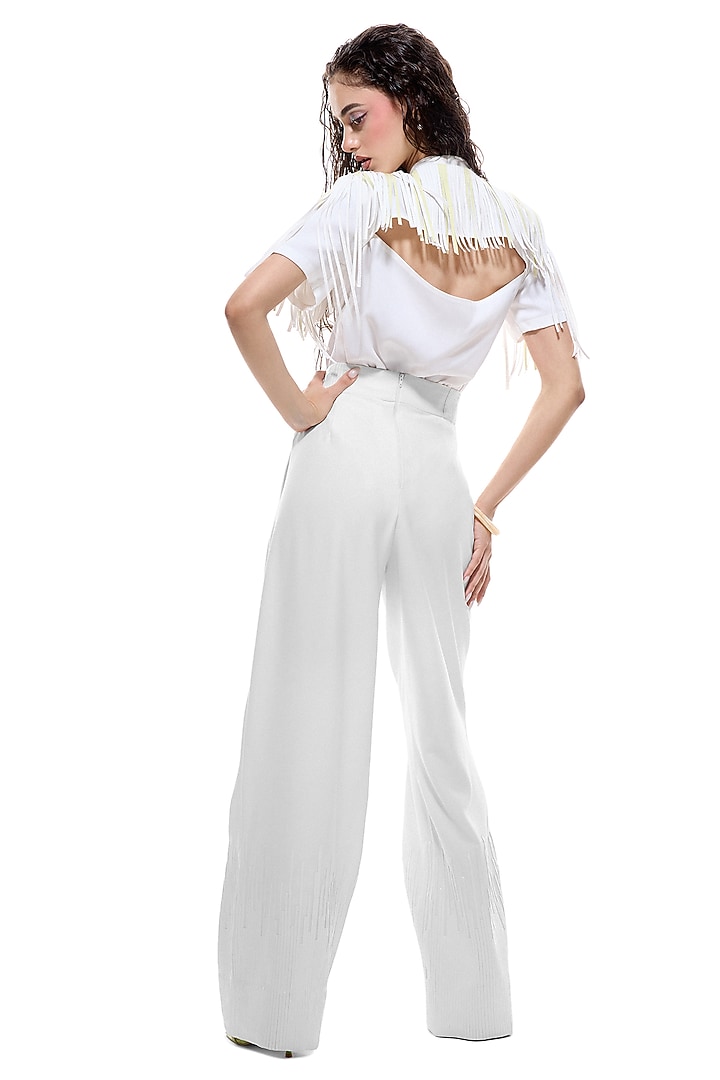Lime & white Cotton Shirt-Style Bodysuit by Sameer Madan at Pernia's Pop Up Shop