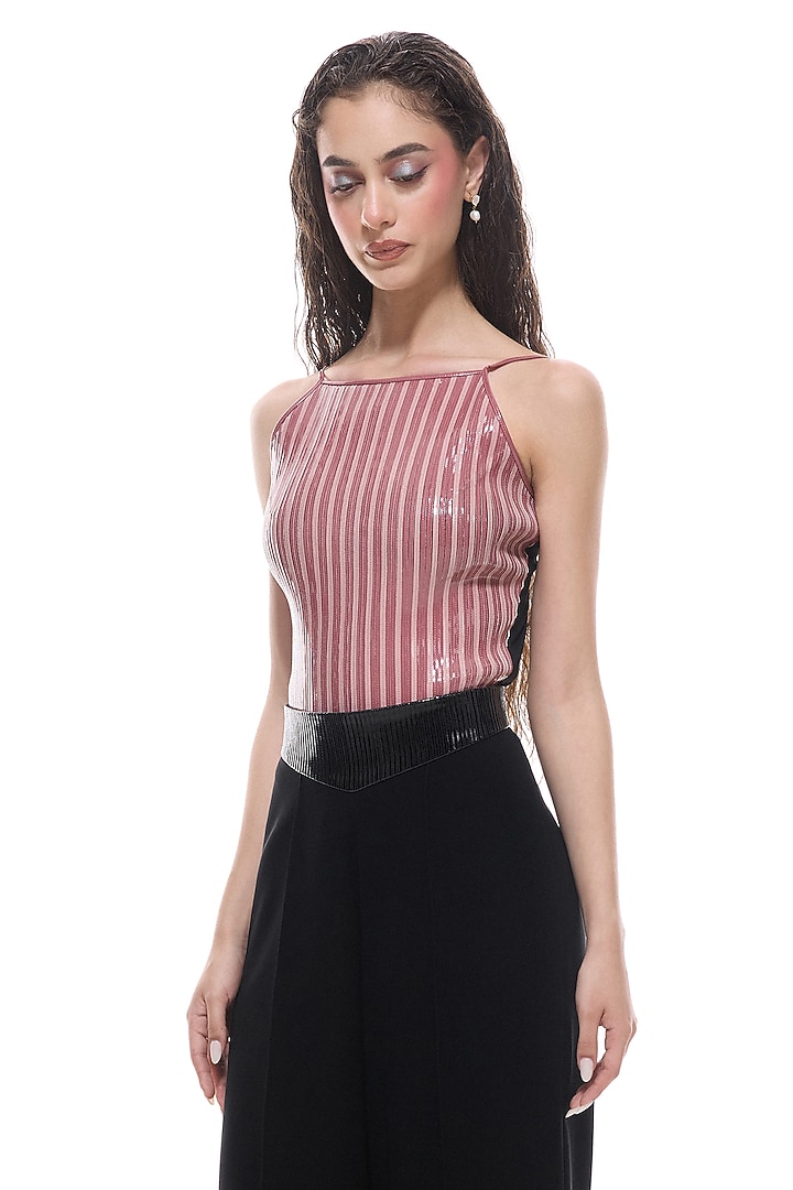 Multi-Colored Faux Leather & Jersey Bodysuit by Sameer Madan at Pernia's Pop Up Shop