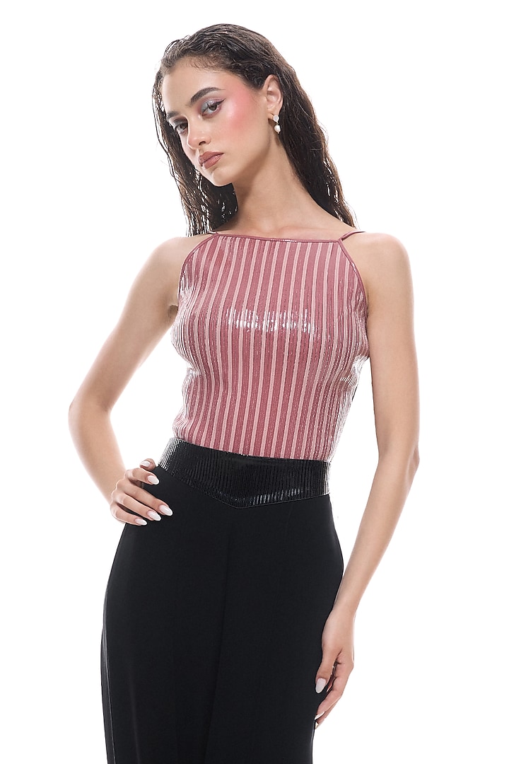 Black Crepe & Faux Leather Wide-Leg Trousers by Sameer Madan at Pernia's Pop Up Shop