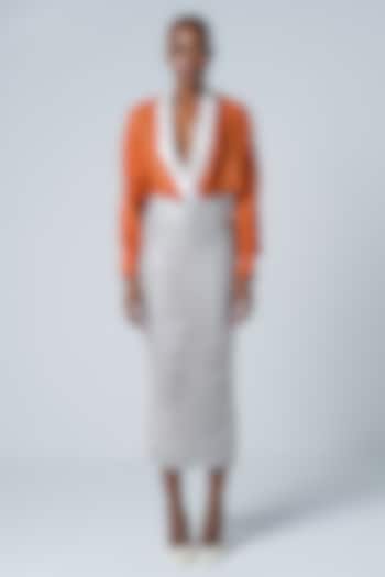 Grey Sequins Fabric Skirt by Sameer Madan at Pernia's Pop Up Shop