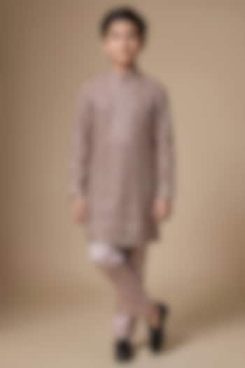Purple Georgette Floral Embroidered Kurta Set For Boys by Dapper & Dare Kids at Pernia's Pop Up Shop
