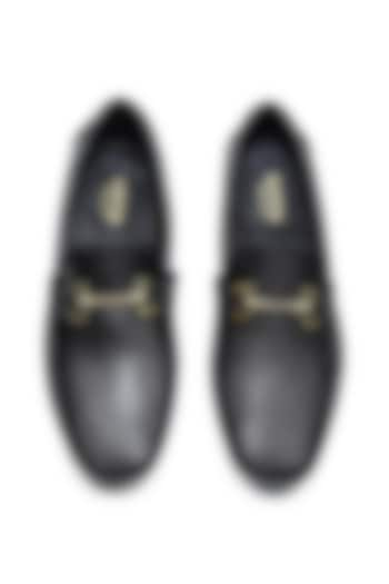 Black Milled Leather Horsebit Loafers by Dapper Shoes Co.