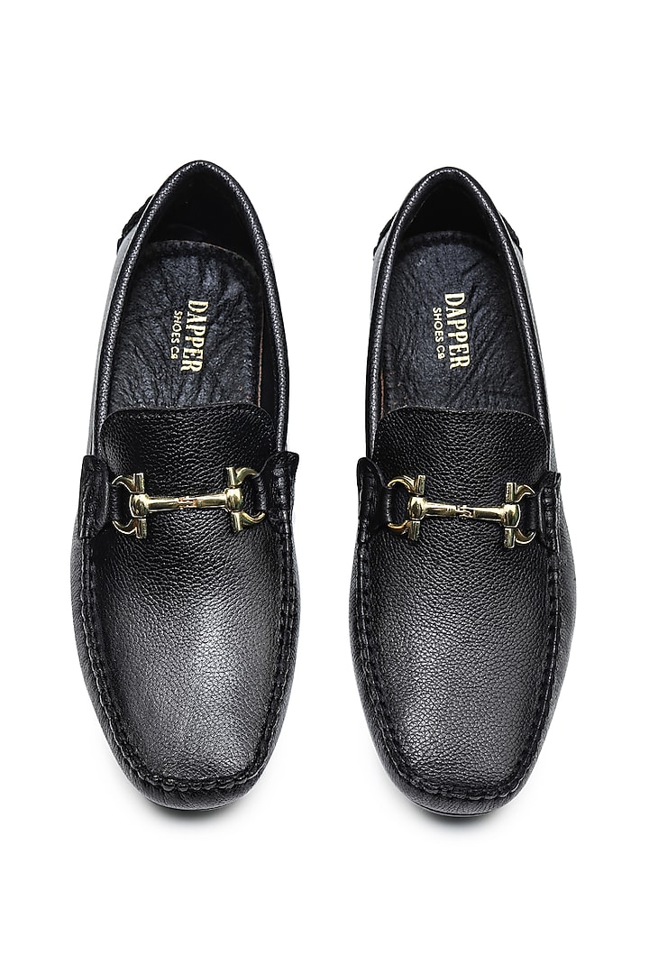 Black Milled Leather Horsebit Loafers by Dapper Shoes Co.