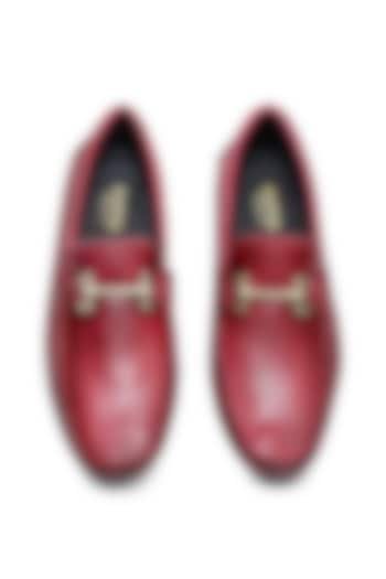 Red Milled Leather Horsebit Loafers by Dapper Shoes Co.