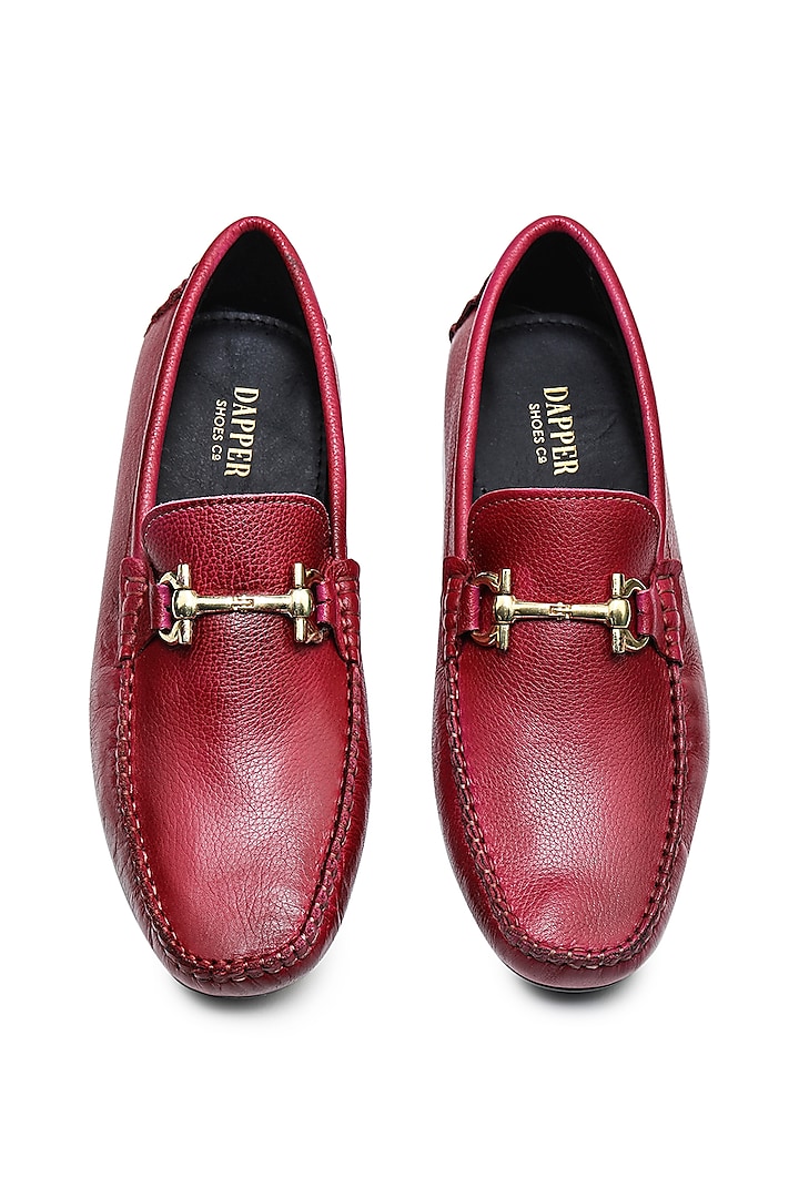 Red Milled Leather Horsebit Loafers by Dapper Shoes Co.