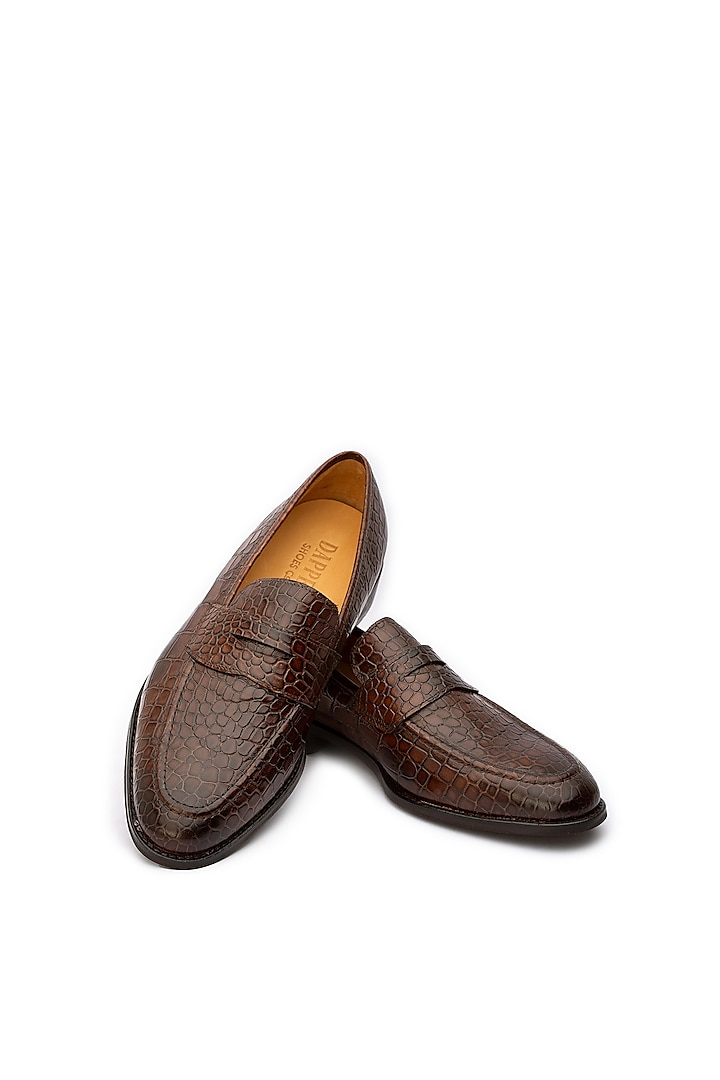 Brown Calf Leather Penny Loafers by Dapper Shoes Co.