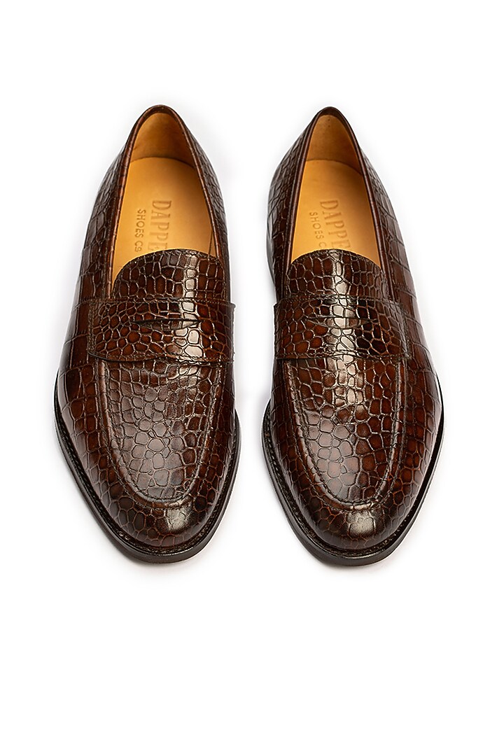 Brown Calf Leather Penny Loafers by Dapper Shoes Co. at Pernia's Pop Up Shop