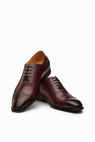Burgundy Calf Leather Oxford Shoes by Dapper Shoes Co.