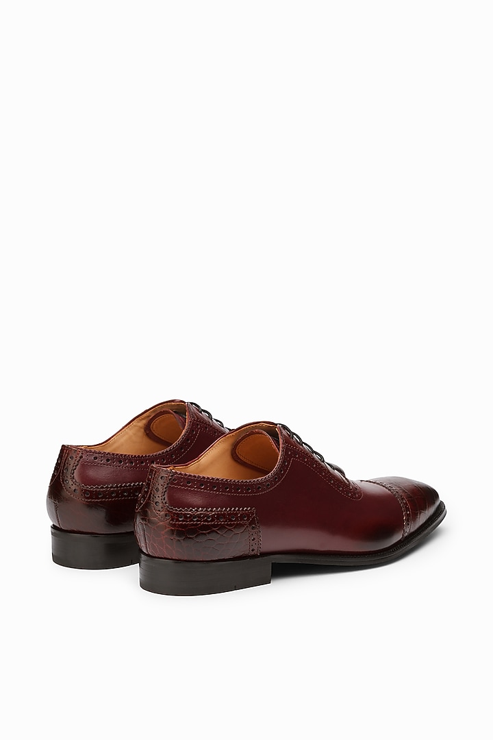 Burgundy Calf Leather Oxford Shoes by Dapper Shoes Co. at Pernia's Pop Up Shop