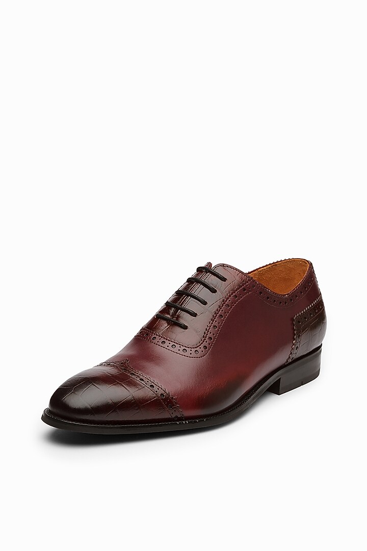 Burgundy Calf Leather Oxford Shoes by Dapper Shoes Co. at Pernia's Pop Up Shop