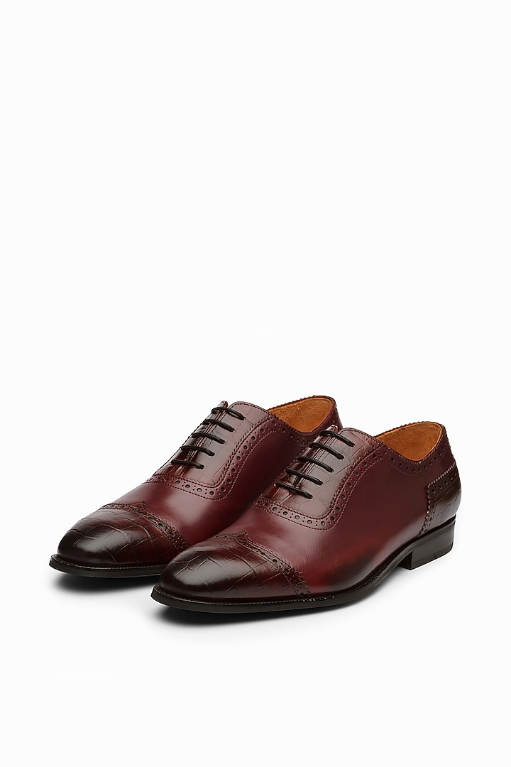Burgundy Calf Leather Oxford Shoes by Dapper Shoes Co. at Pernia's Pop Up Shop