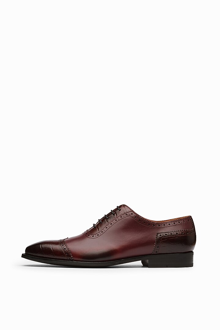 Burgundy Calf Leather Oxford Shoes by Dapper Shoes Co. at Pernia's Pop Up Shop