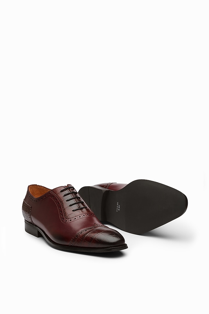 Burgundy Calf Leather Oxford Shoes by Dapper Shoes Co. at Pernia's Pop Up Shop
