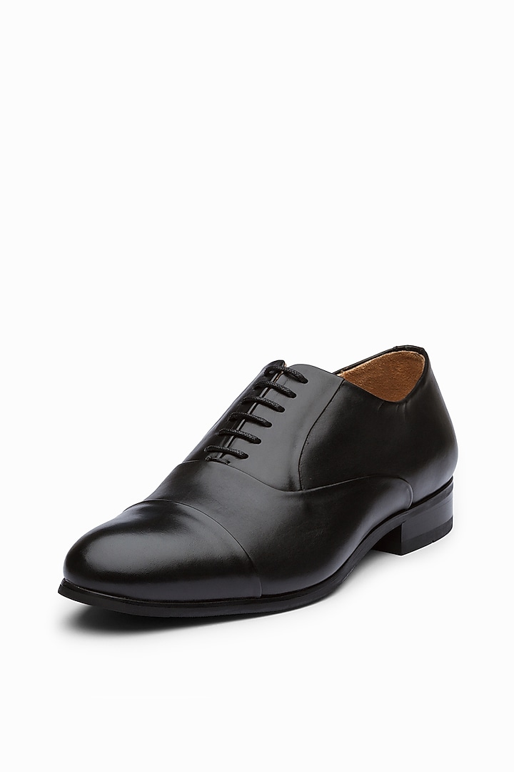 Black Calf Leather Oxford Shoes by Dapper Shoes Co. at Pernia's Pop Up Shop