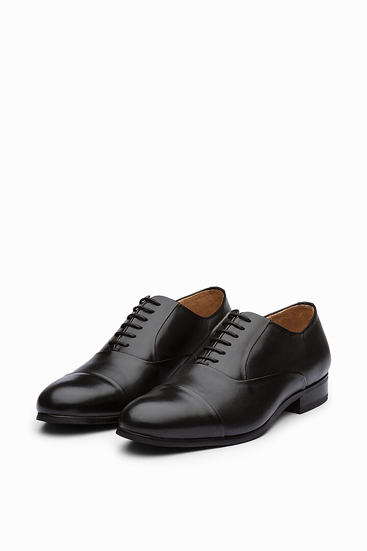 Black Calf Leather Oxford Shoes by Dapper Shoes Co. at Pernia's Pop Up Shop