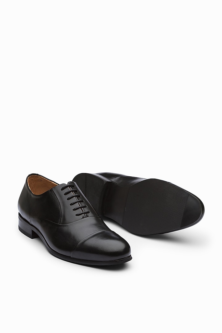 Black Calf Leather Oxford Shoes by Dapper Shoes Co. at Pernia's Pop Up Shop