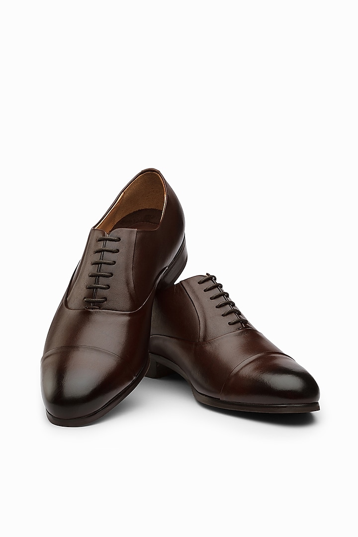 Dark Brown Calf Leather Oxford Shoes by Dapper Shoes Co.