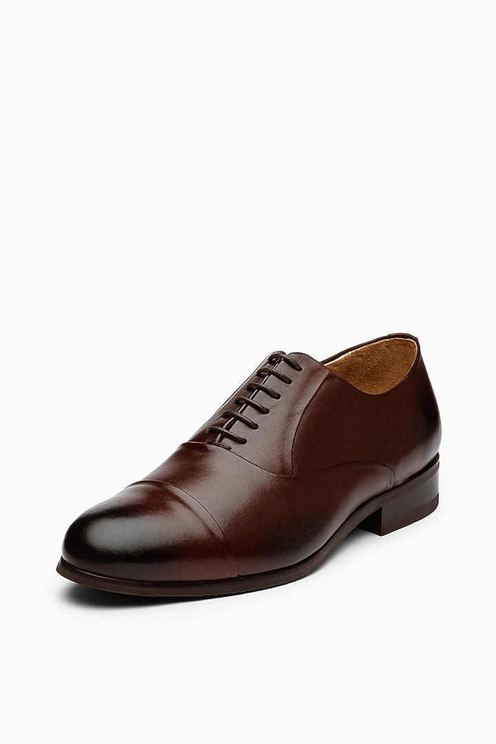 Dark Brown Calf Leather Oxford Shoes by Dapper Shoes Co. at Pernia's Pop Up Shop
