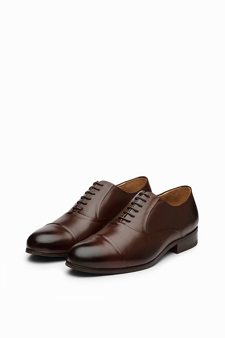 Dark Brown Calf Leather Oxford Shoes by Dapper Shoes Co. at Pernia's Pop Up Shop
