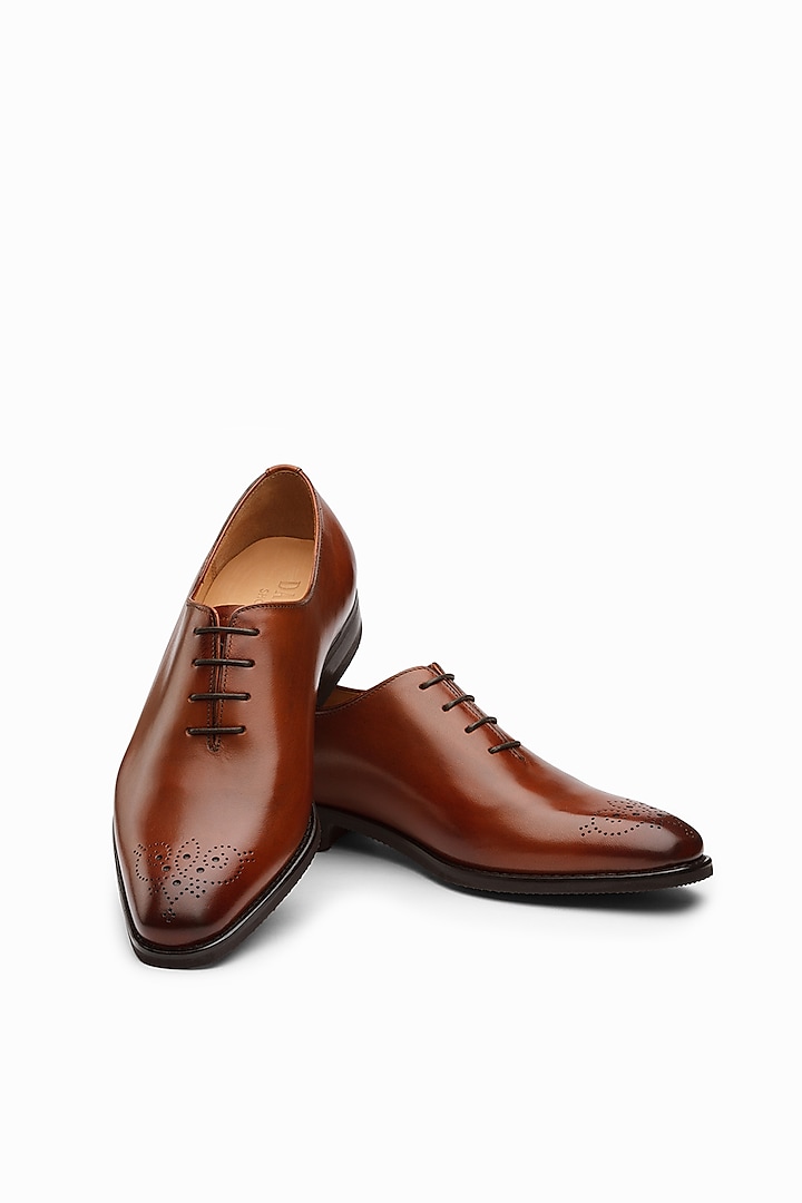 Cognac Calf Leather Oxford Shoes by Dapper Shoes Co.
