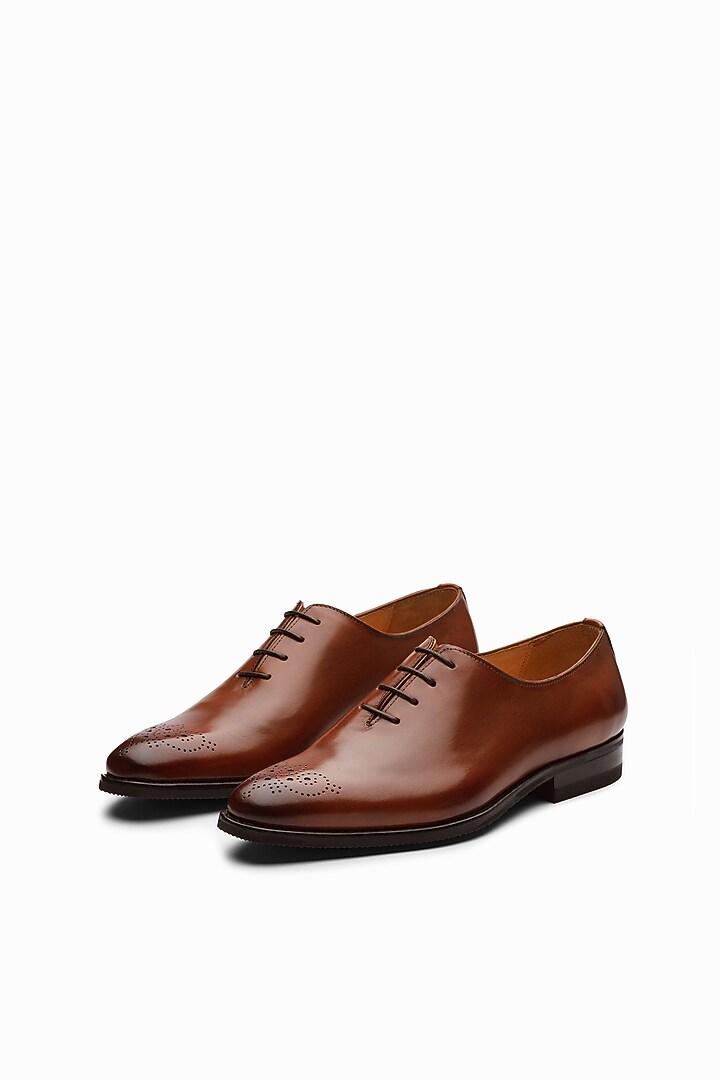 Cognac Calf Leather Oxford Shoes by Dapper Shoes Co. at Pernia's Pop Up Shop
