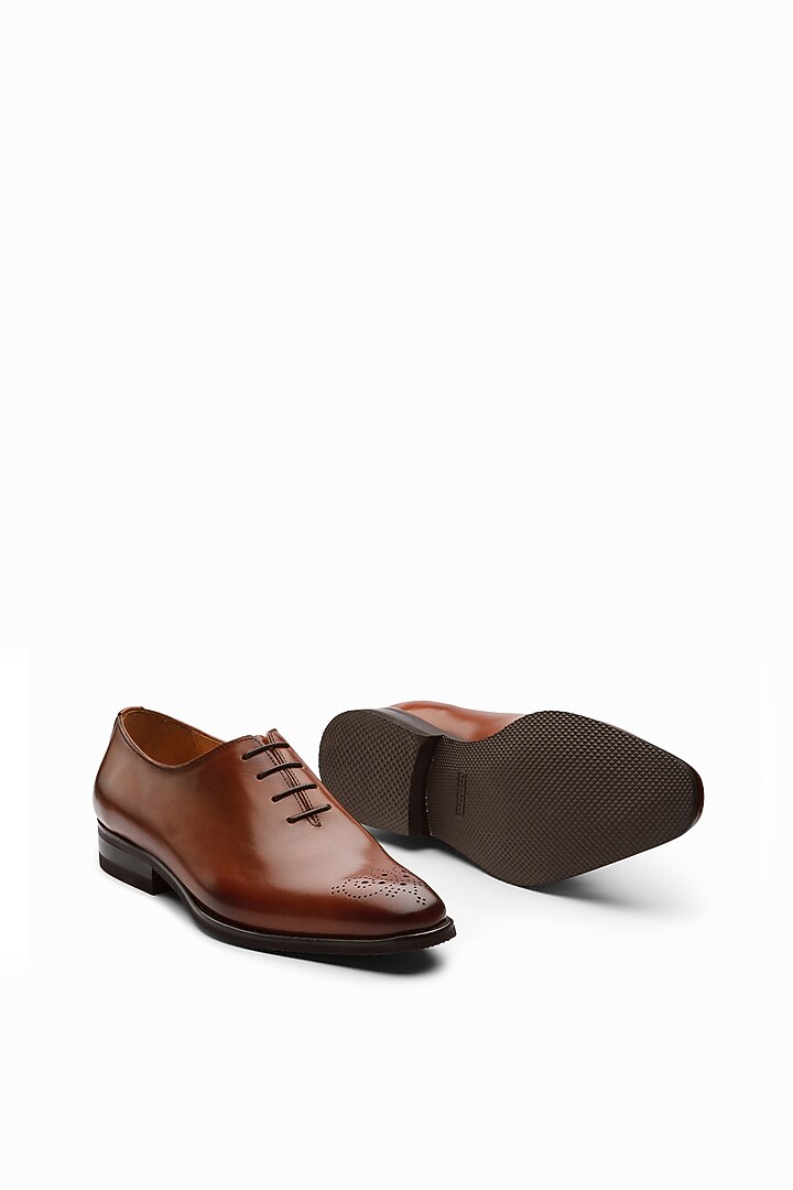 Cognac Calf Leather Oxford Shoes by Dapper Shoes Co. at Pernia's Pop Up Shop